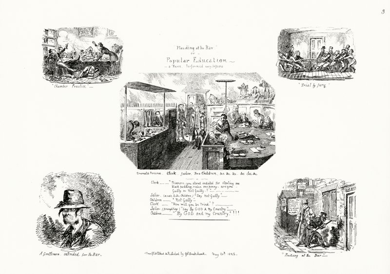 Anomus baarissa tai kansanopetus (kaiverrus) tekijältä George Cruikshank