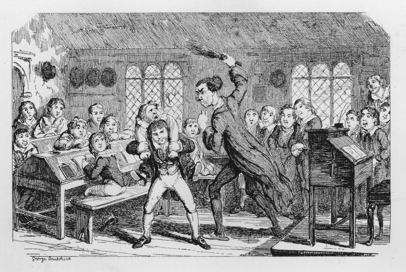 Koulun ruoskiminen tekijältä George Cruikshank