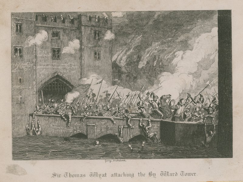 Sir Thomas Wyatt hyökkää Byward Toweriin tekijältä George Cruikshank