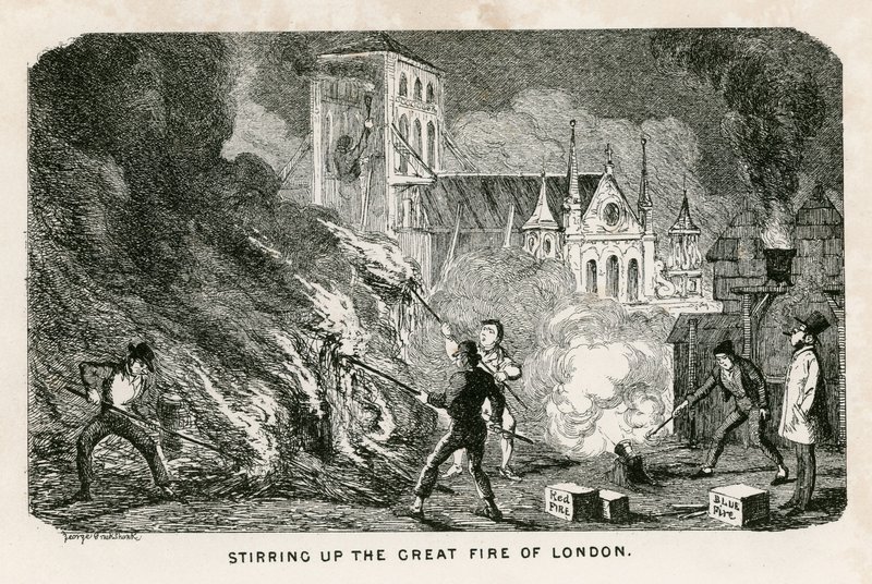 Lontoon suuren tulipalon lietsominen tekijältä George Cruikshank