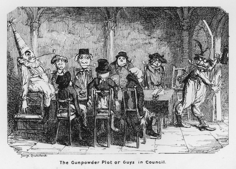 Ruutijuoni tai Guys in Council (kaiverrus) tekijältä George Cruikshank