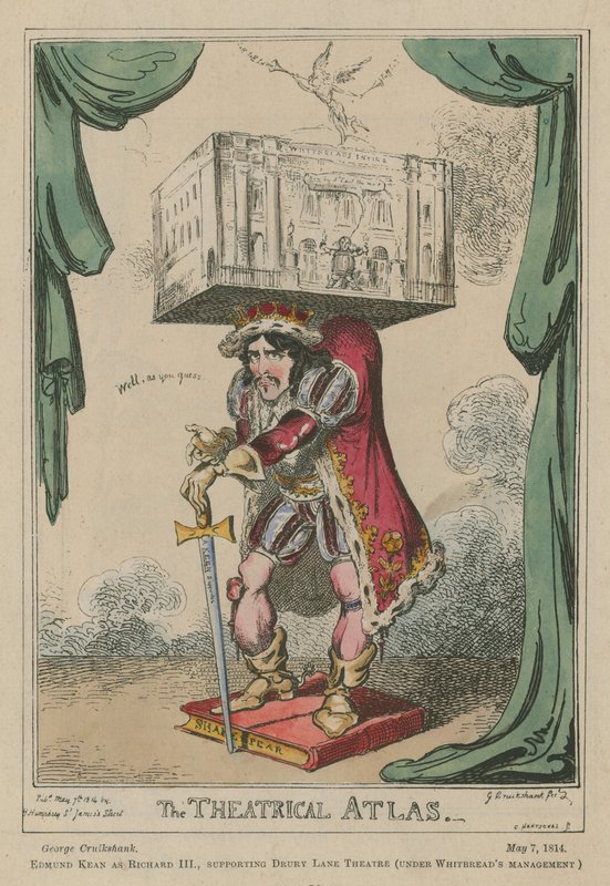 Theatrical Atlas: Edmund Kean Richard III:na tekijältä George Cruikshank