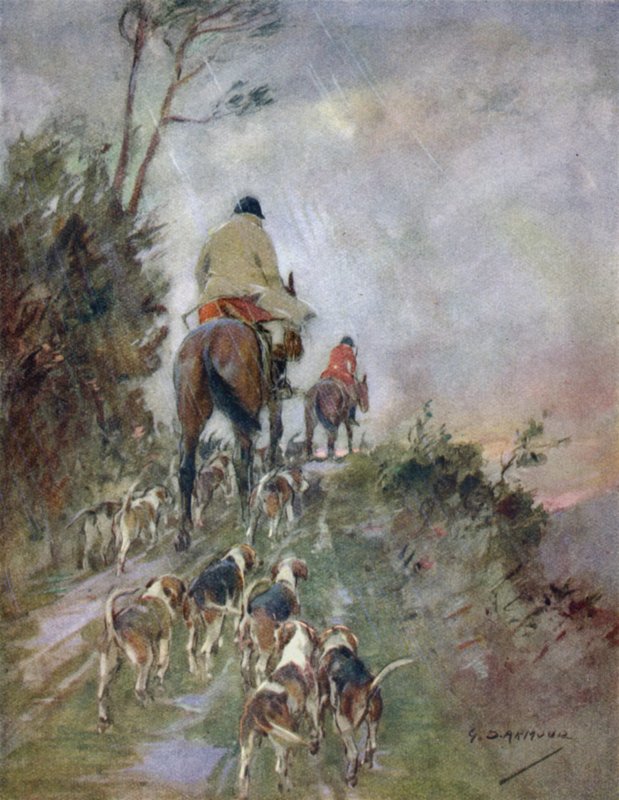 Kuvitus kirjaan The Story of a Red Deer (väri litho) tekijältä George Denholm Armour