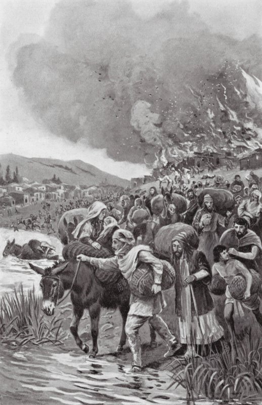 Sardiksen polttaminen, eKr. 498 (litografia) tekijältä George Derville (after) Rowlandson