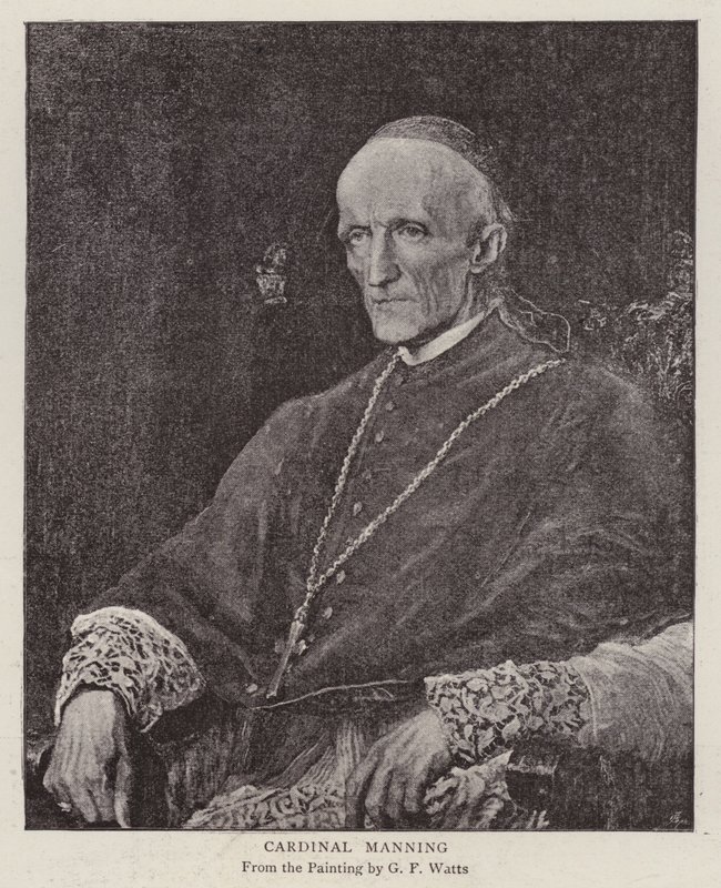Henry Edward Manning, englantilainen katolinen kardinaali ja Westminsterin arkkipiispa (litho) tekijältä George Frederick (after) Watts