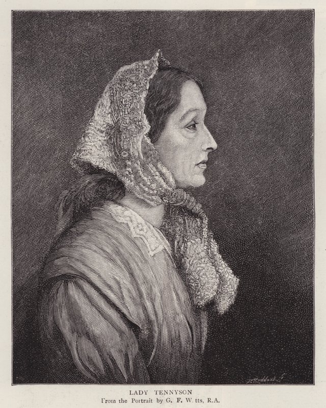 Muotokuva Emily Tennysonista, Lady Tennysonista, englantilaisen runoilijan palkitun Alfredin, Lord Tennysonin vaimosta (litho) tekijältä George Frederick (after) Watts