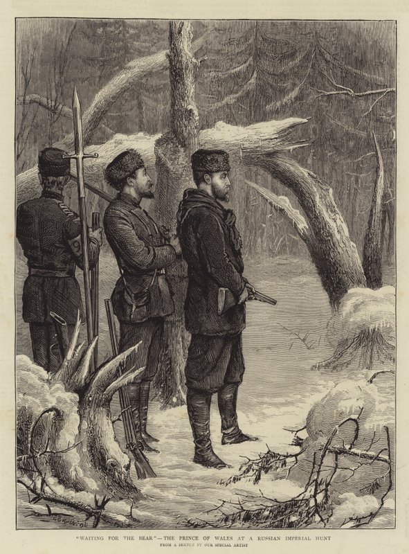 Odotetaan karhua, Walesin prinssiä Venäjän keisarillisen metsästyksen aikana tekijältä George Goodwin Kilburne