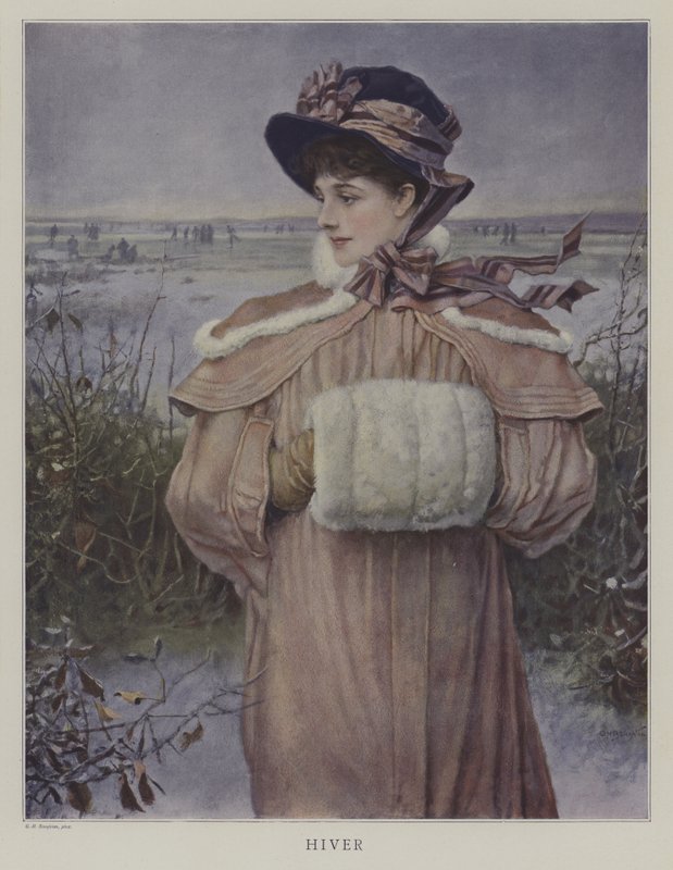 Hiver (Talvi) (värilitografia) tekijältä George Henry (after) Boughton