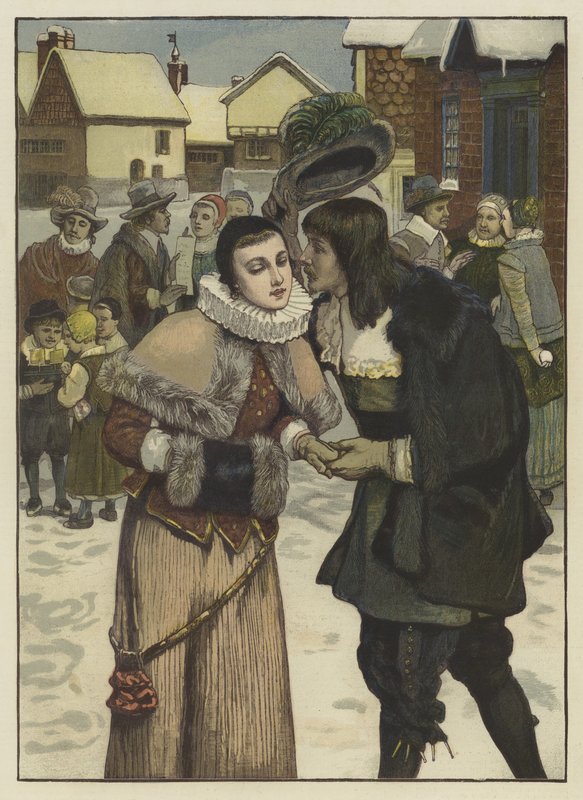 Uudenvuodenpäivä vanhassa New Yorkissa (värillinen kaiverrus) tekijältä George Henry (after) Boughton