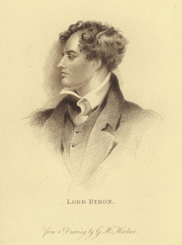 Lord Byronin muotokuva (kaiverrus) tekijältä George Henry (after) Harlow