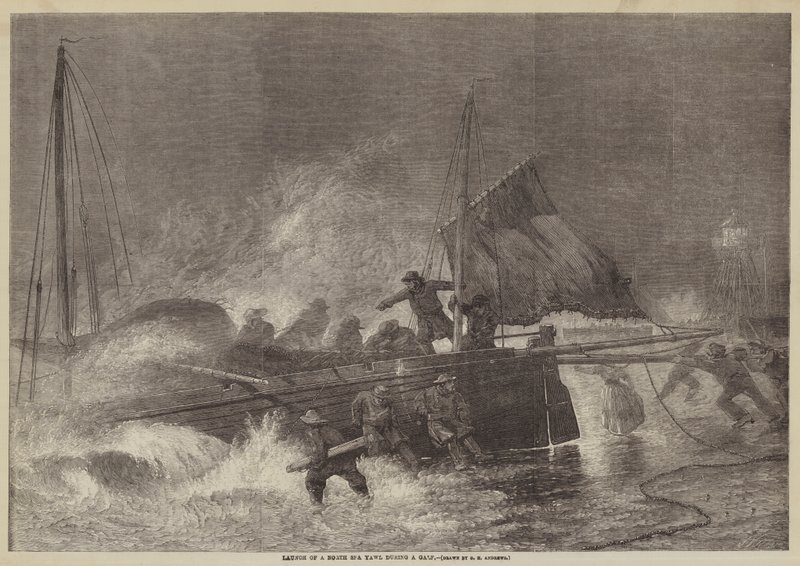 Pohjanmeren Yawl laukaisu paalin aikana tekijältä George Henry Andrews