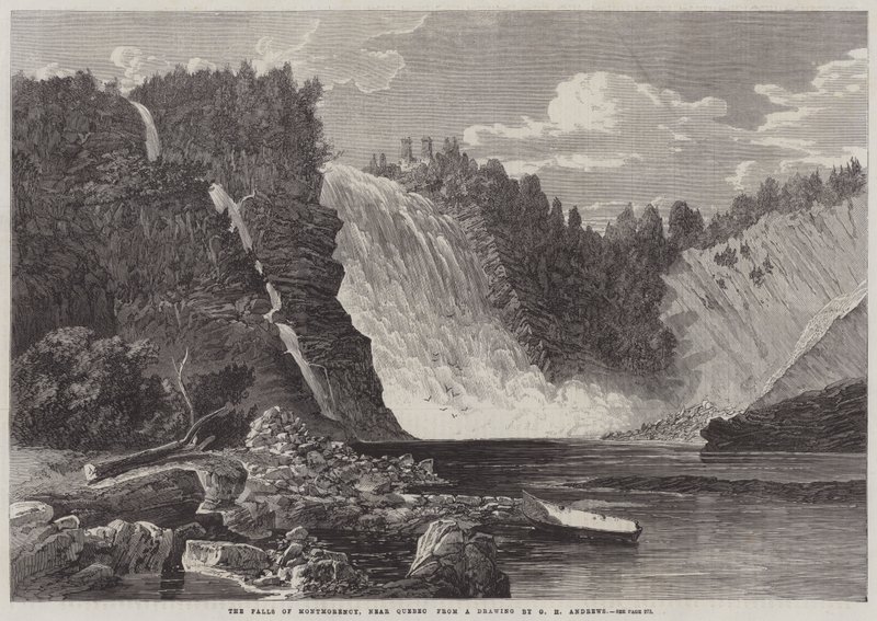 Montmorencyn putoukset, lähellä Quebecia tekijältä George Henry Andrews