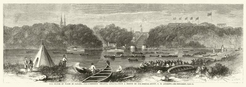 Walesin prinssi Kanadassa, Lumberers Regatta, Ottawa tekijältä George Henry Andrews