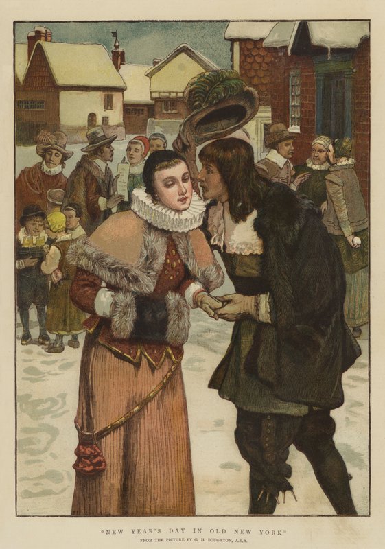 Uudenvuodenpäivä vanhassa New Yorkissa (chromolitho) tekijältä George Henry Boughton