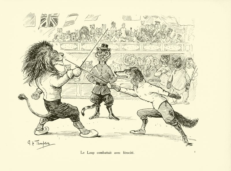 Le Loup combattait avec ferocite (litografia) tekijältä George Henry Thompson