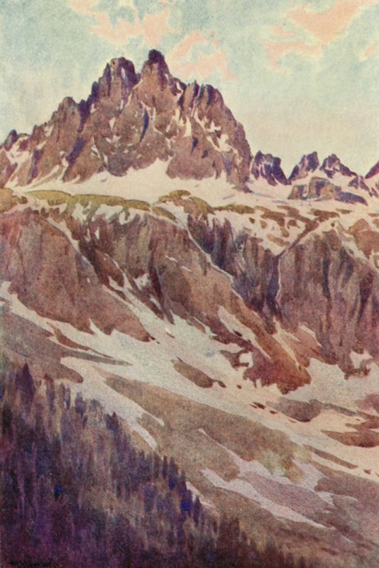 Aiguilles Rouges, toukokuun ilta (värilitho) tekijältä George Jackson Flemwell