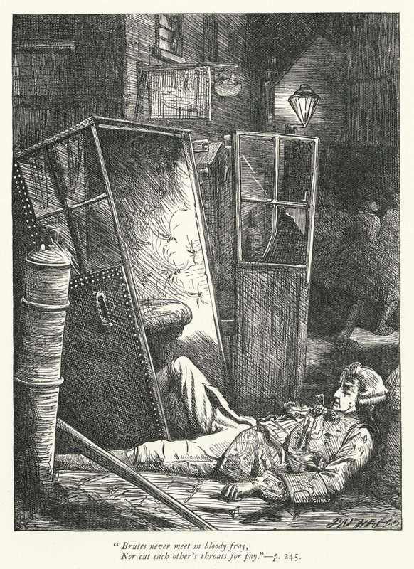 Kuvitus teokselle The Logicians kumottu (kaiverrus) tekijältä George John Pinwell