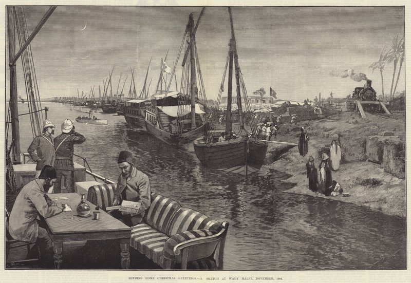 Joulutervehdysten lähettäminen kotiin, luonnos Wady Halfassa, marraskuussa 1884 tekijältä George L. Seymour