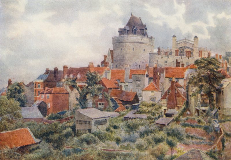Linnan länsipääty Great Westernin rautatieasemalta (värilitografia). tekijältä George Moore Henton