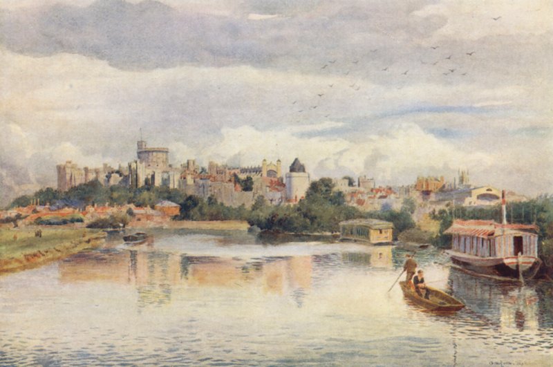 Windsor joen rannalta (värilitografia) tekijältä George Moore Henton
