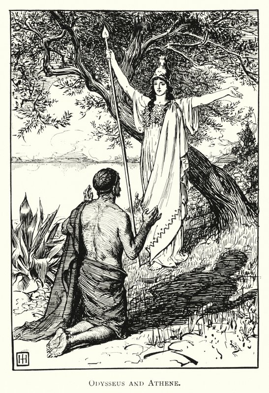 Odysseia: Odysseus ja Athene (kaiverrus) tekijältä George Percy Jacomb Hood