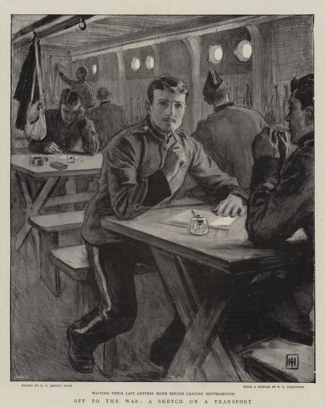 Sotaan, luonnos kuljetuksesta tekijältä George Percy Jacomb Hood