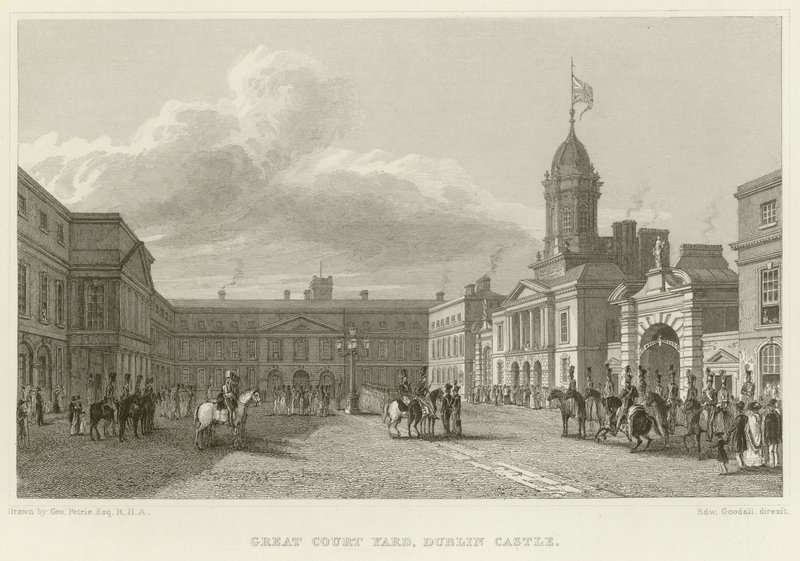 Dublinin linnan Great Court Yard tekijältä George Petrie