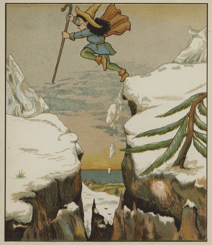 Grimmin veljesten kuvitus Rumpelstiltskinille tekijältä George R. Halkett