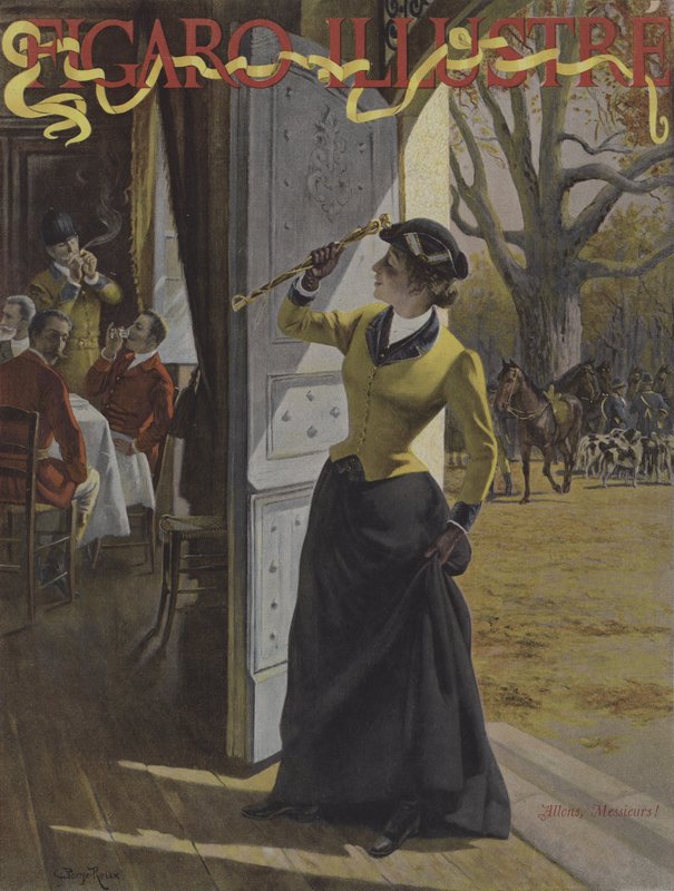 Tulkaa, herrat! (Tulkaa, herrat!). Le Figaro Illustren kansi, lokakuu 1895 tekijältä George Roux