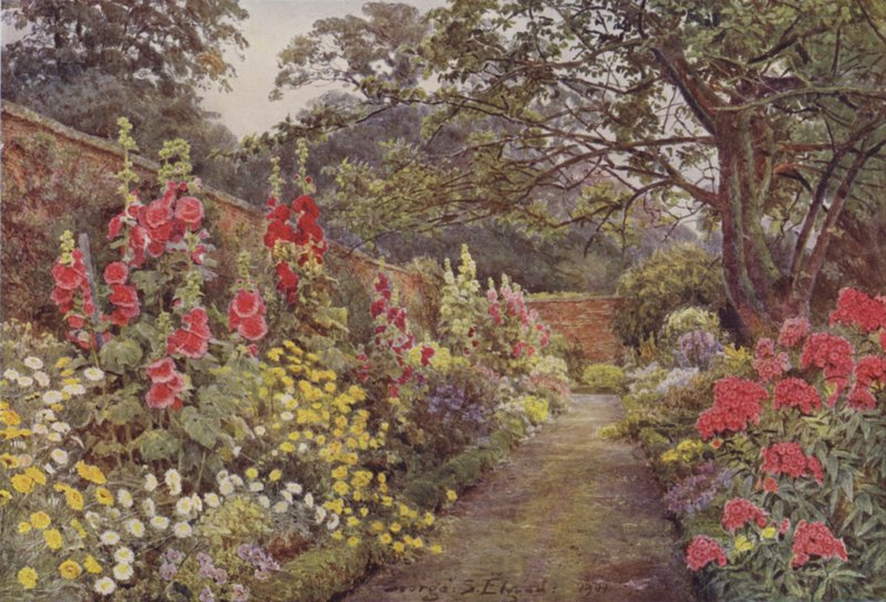 Blyborough, Hollyhocks tekijältä George Samuel Elgood