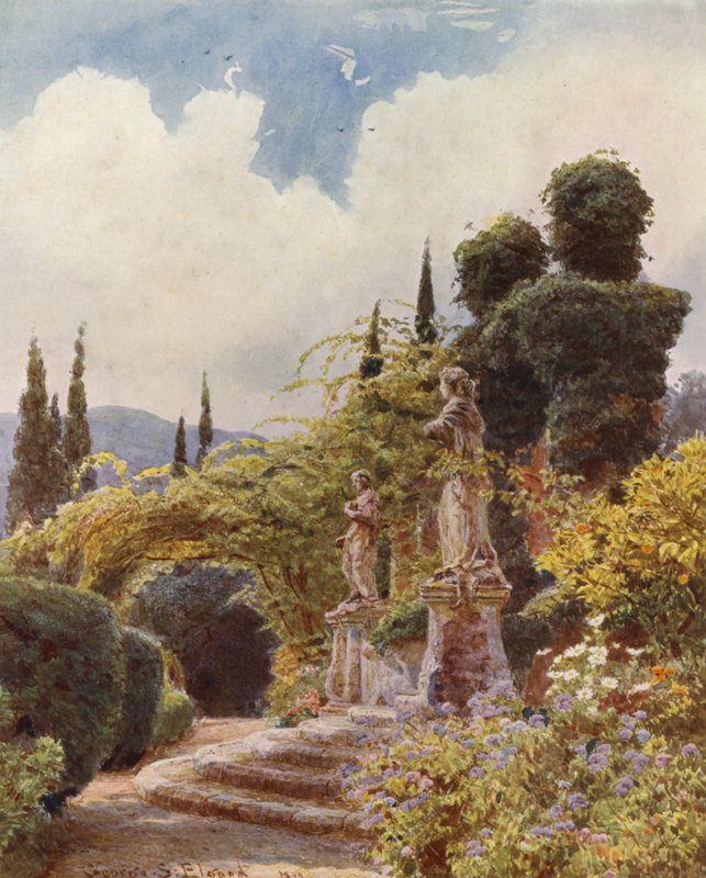 Italialaiset puutarhat: Villa Arson (värilitro): Gateway, Villa Arson (värilitro) tekijältä George Samuel Elgood