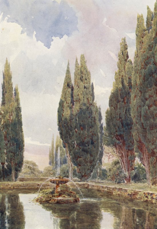 Italialaiset puutarhat: Il Laghetto, Villa Falconieri (värilitro) tekijältä George Samuel Elgood