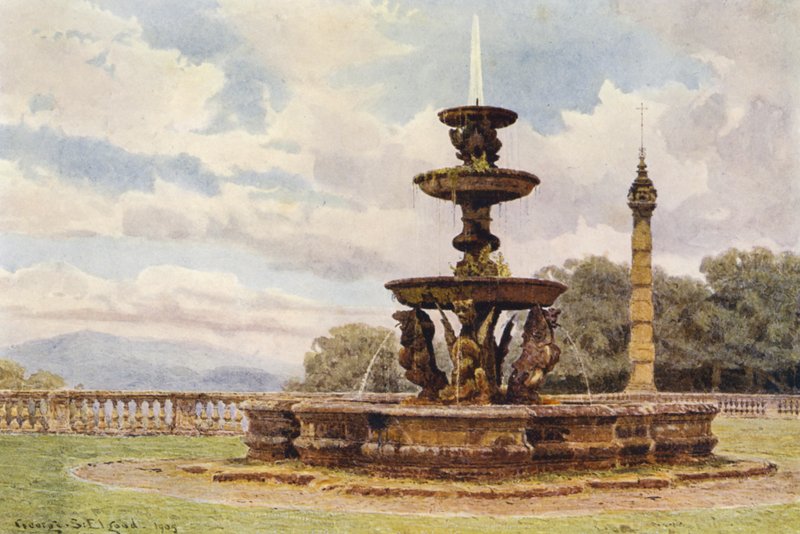 Italialaiset puutarhat: Villa Mondragone (värilitro) tekijältä George Samuel Elgood
