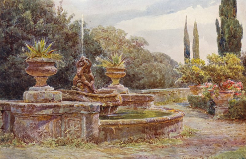 Italialaiset puutarhat: Villa Aldborandini (värilitro): Villa Aldborandini (värilitro) tekijältä George Samuel Elgood