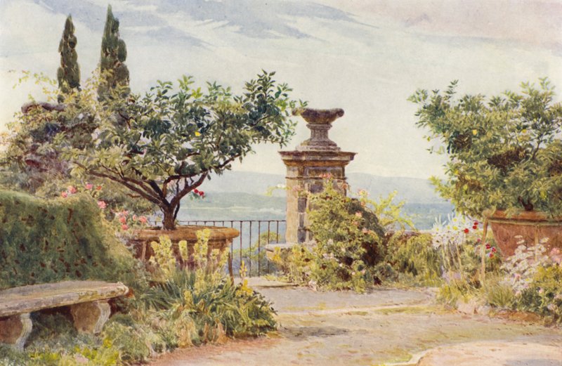 Italialaiset puutarhat: Belvedere (värilitro). tekijältä George Samuel Elgood