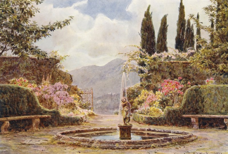 Italialaiset puutarhat: Villa Cavagnaro, Parterre (värilitro) tekijältä George Samuel Elgood