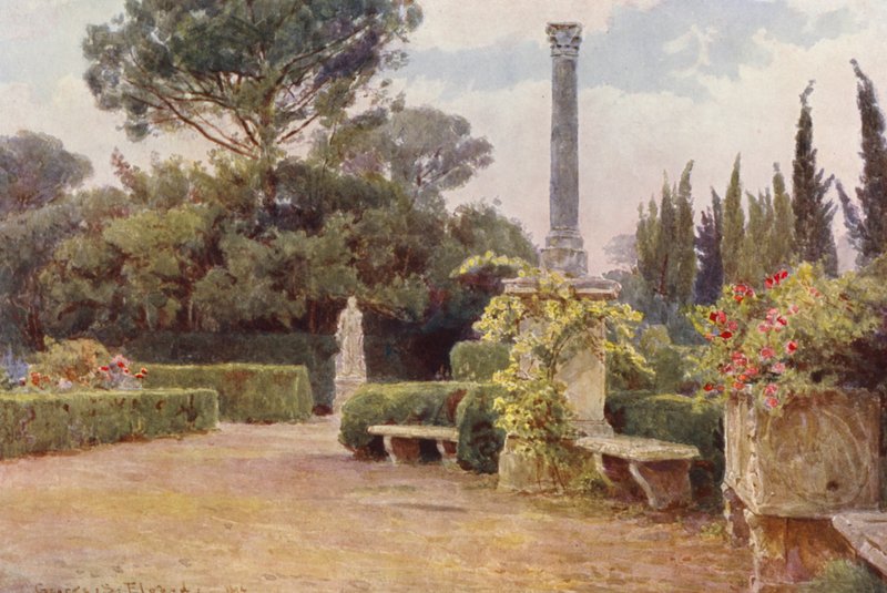 Italialaiset puutarhat: Villa Medici (värilitro) tekijältä George Samuel Elgood