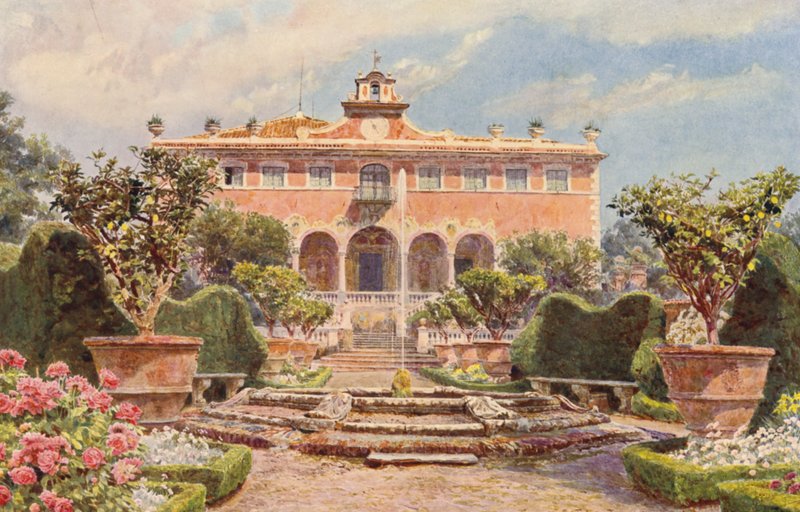 Italialaiset puutarhat: Villa di Caniparola (värilitro) tekijältä George Samuel Elgood