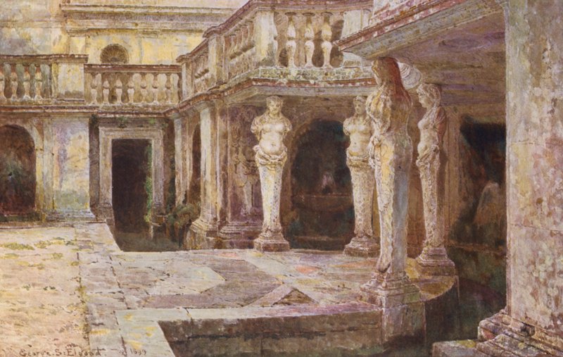 Italialaiset puutarhat: Villa di Papa Giulio (värilitro) tekijältä George Samuel Elgood