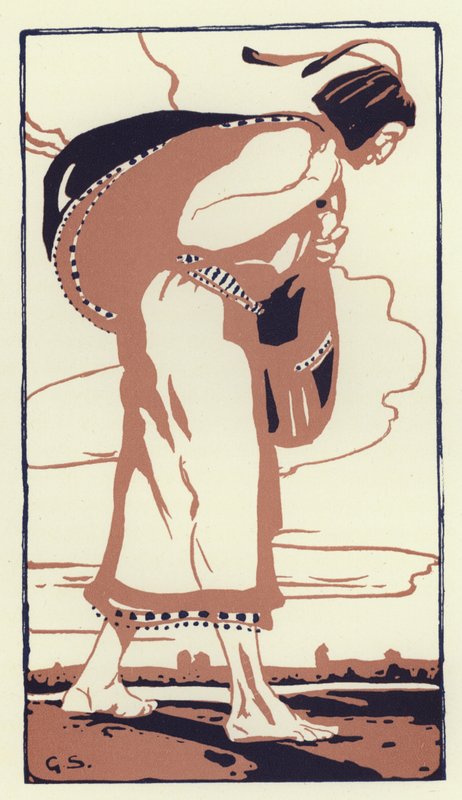 Hän tuli yhtäkkiä leveälle ja avoimelle punaiselle tasangolle (väri litho) tekijältä George Sheringham