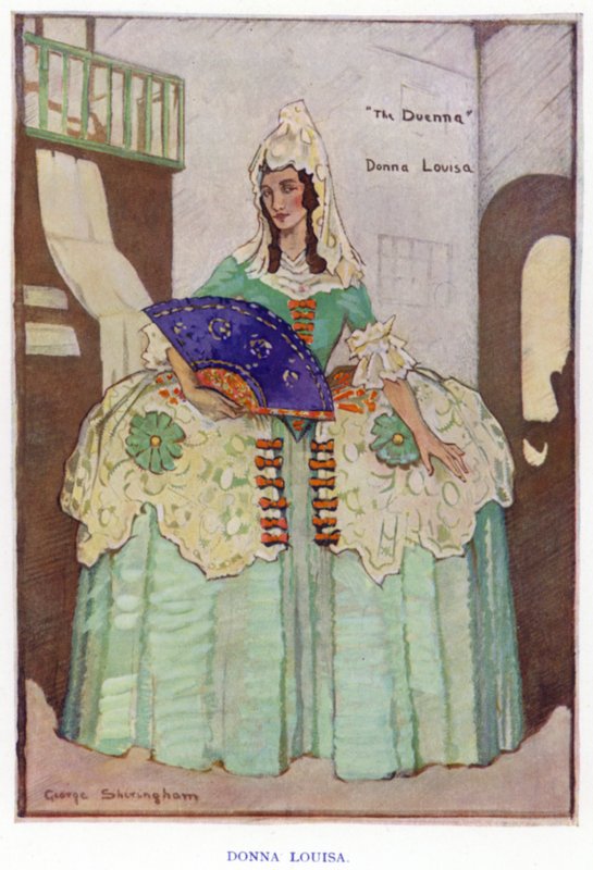 Sheridanin Duenna: Donna Louisa (väri litho) tekijältä George Sheringham