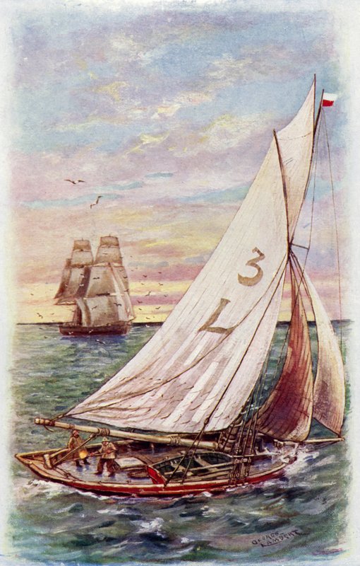Luotsivene (väri litho) tekijältä George Washington Lambert