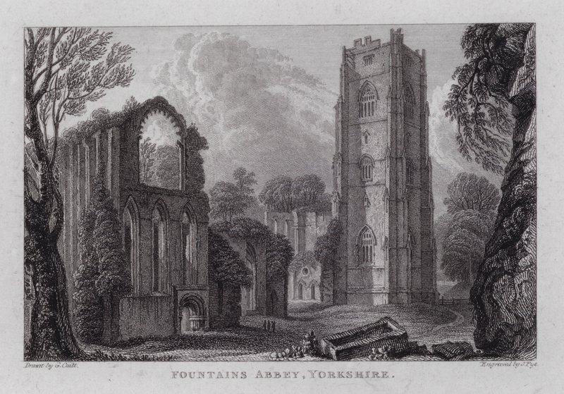 Fountains Abbey, Yorkshire (kaiverrus) tekijältä George the Younger Cuitt