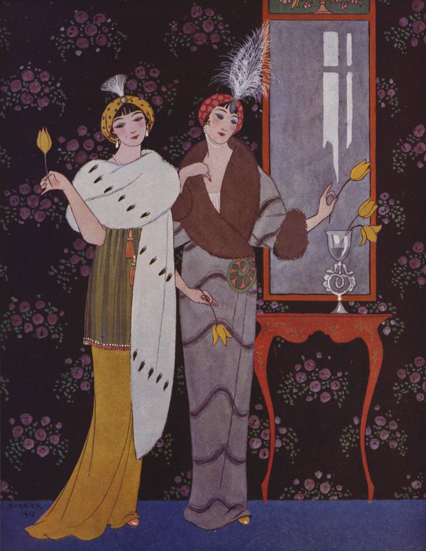 Art Deco -muotilautanen (väri litho) tekijältä Georges (after) Barbier