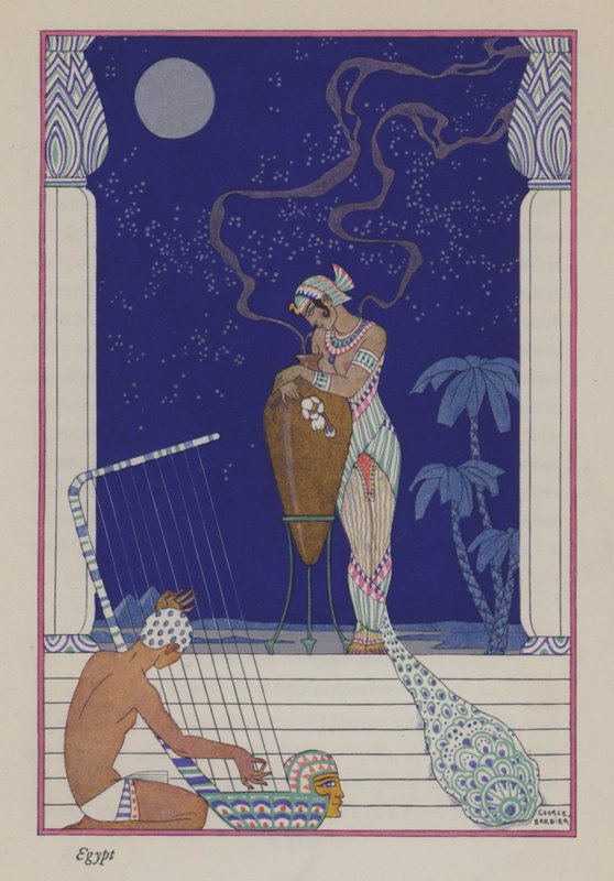 Hajuveden romantiikka: Muinainen Egypti (väri litho) tekijältä Georges (after) Barbier