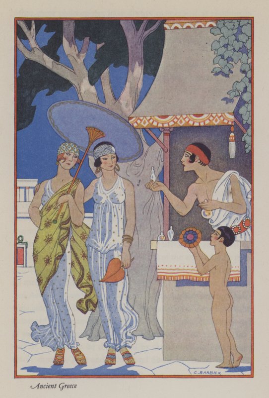 Hajuveden romantiikka: Muinainen Kreikka (väri litho) tekijältä Georges (after) Barbier