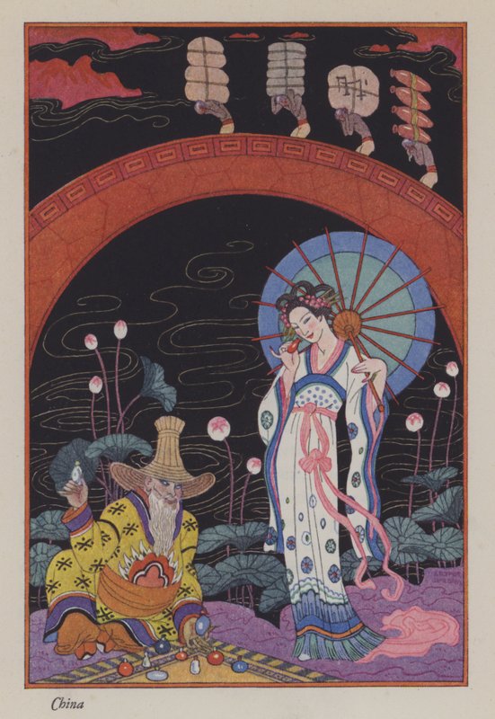 Hajuveden romantiikka: Kiina (väri litho) tekijältä Georges (after) Barbier