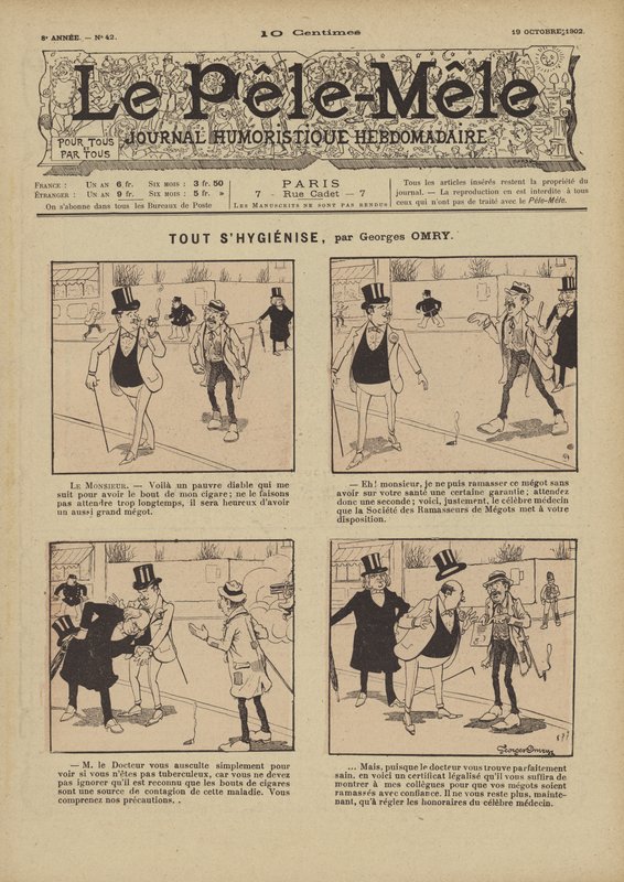 Kaikki hygienisoituu. Kuvitus Le Pele-Melestä, 1902 tekijältä Georges Antonin Henri Mory