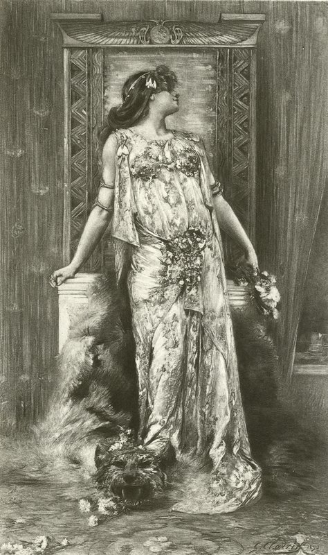 Sarah Bernhardt Cleopatrana (syväpaino) tekijältä Georges Clairin