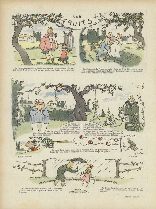 Hedelmät. Kuvitus Le Rirelle tekijältä Georges Delaw